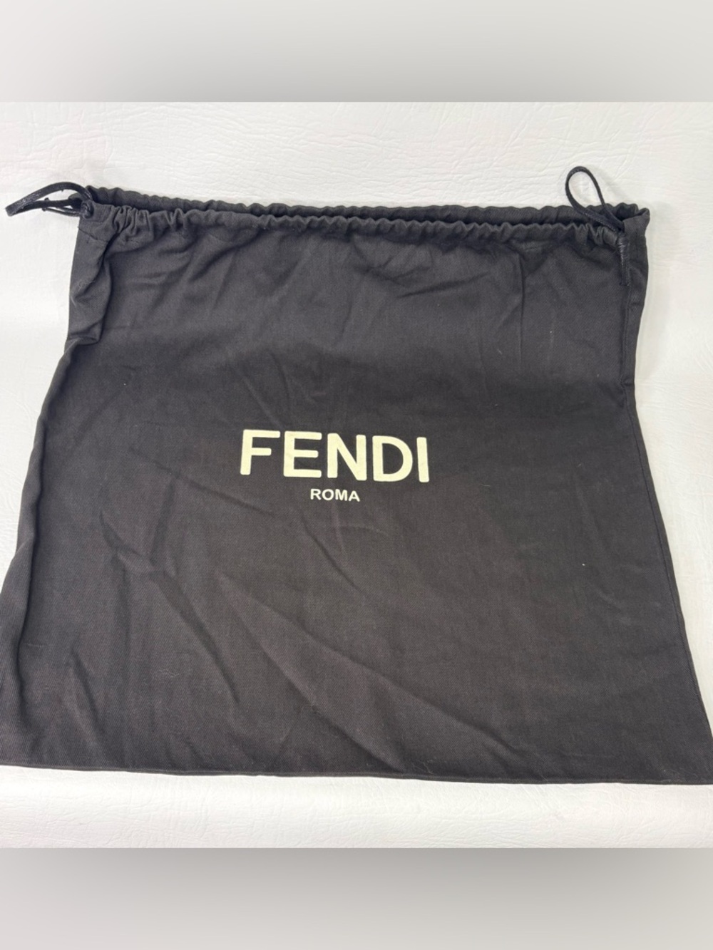 Authentic Fendi Roma Black Drawstring Dust Bag Large Cotton Storage Pouch 15.5”